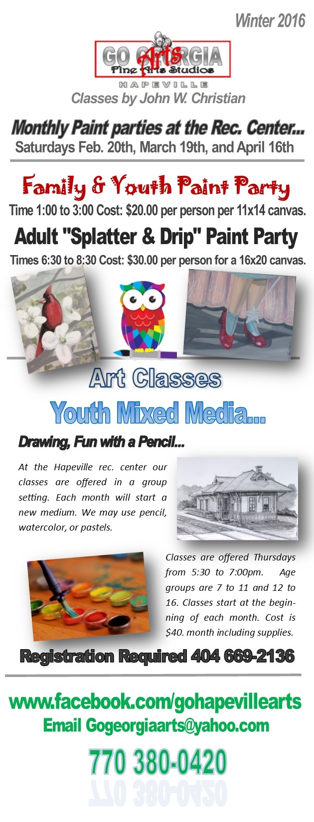 go georgia arts Hapeville classes winter 2016 flier side  one.JPG